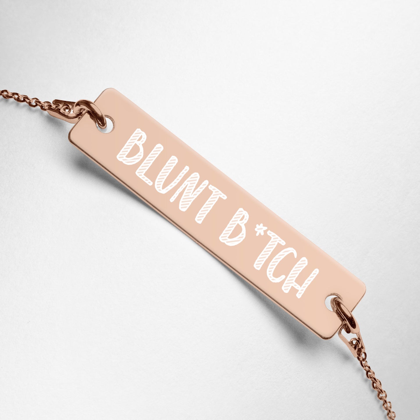 Engraved Blunt B*tch Silver Bar Chain Necklace