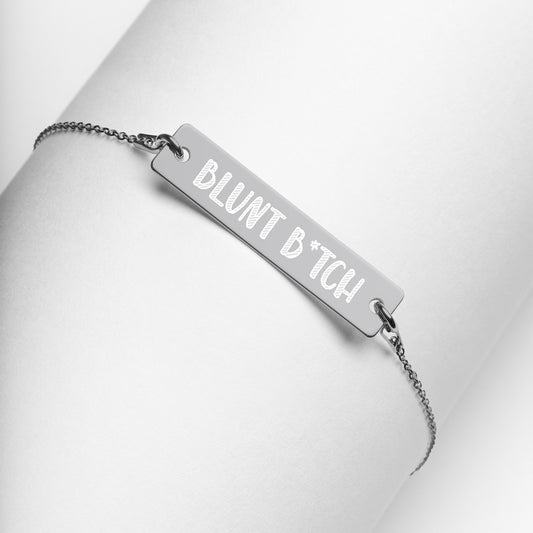 Engraved Blunt B*tch Silver Bar Chain Necklace
